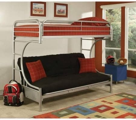ACME 02091W-BK Eclipse Twin Over Full Futon Bunk Bed, Silver