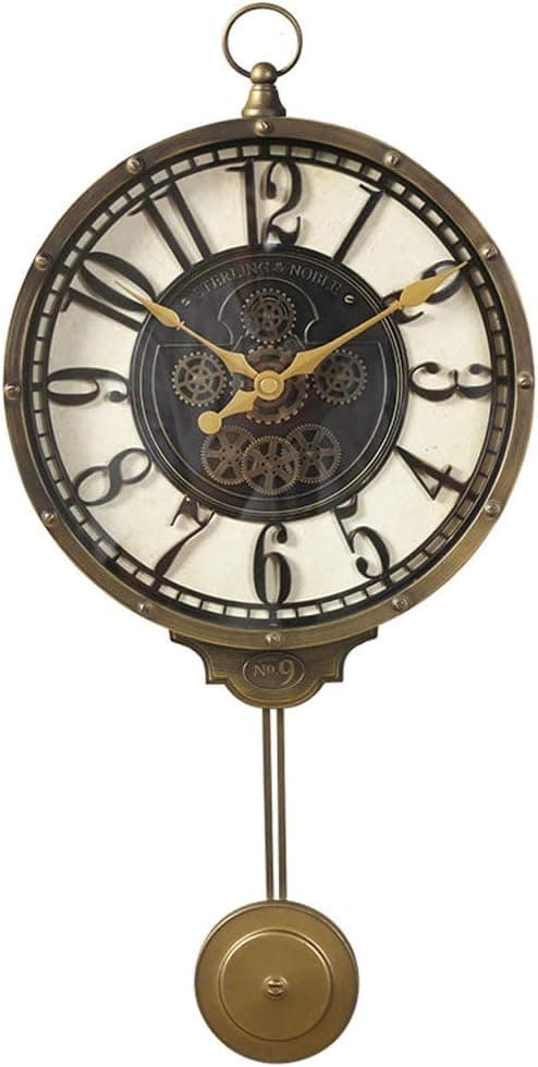 Home Wall Clock European Wrought Iron Wall Clock, Creative Home Living Room Bedroom Silent Pendulum Clock Wall Clock Mute