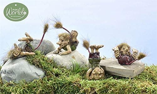 Miniature Fairy Garden Viking Village Playful Trolls - Set of 4