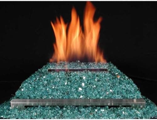 Rasmussen 20-Inch Blue/Green ALTERNA FireGlitter Set with Vent Free Natural Gas Stainless Steel Chassis Burner - Remote Ready Safety Pilot