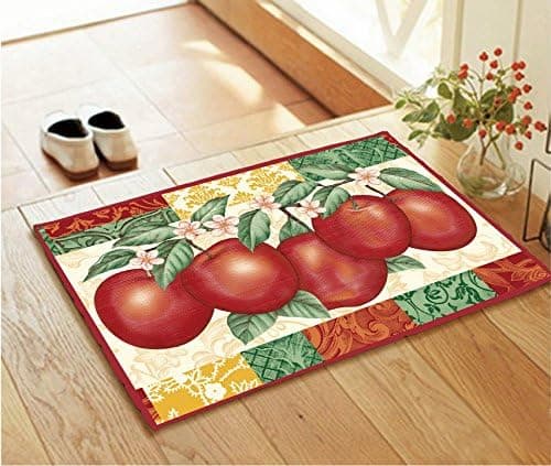 Luxury Home Fashion Elegant Anti-Slip Rubber Backing Standing Kitchen Designs Rug Floor Mat 28" X 18" (Apples)