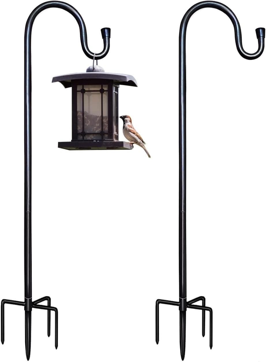 Outdoor Shepherds Hooks for Bird Feeder, 46 inches Adjustable Heavy Duty Garden Hanging Stake for Flower Basket, Mason Jars Lanterns, and Wedding Decor