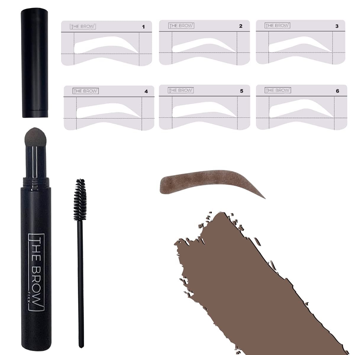 Brow Stamp and Stencil Kit – The Perfect Water Resistant Pomade Eyebrow Stamp to Instantly Color Tint and Shape your Brows (Light Brown)