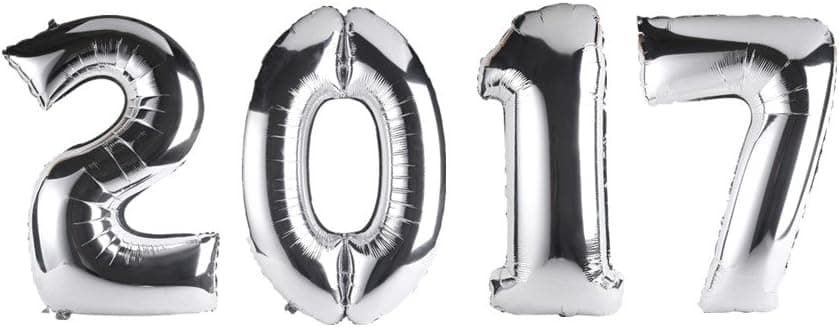 Lokman 16 Inch Glossy Silver 2017 Aluminum Foil Balloons for 2017 Graduation, Anniversary Party, Events Party, Festival Party Decoration (2017- Silver 16'')