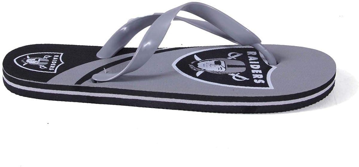OAKBLG2-2 - Oakland Raiders- Medium - OFFICIALLY LICENSED NFL Big Logo Flip Flops - Happy Feet and Comfy Feet