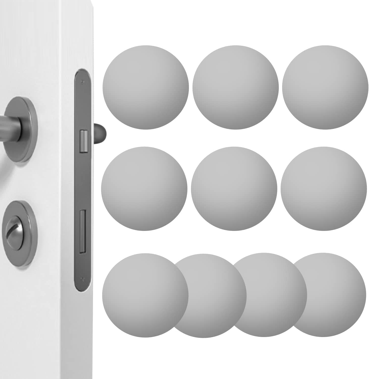 JEGONFRI Door Stoppers Wall Protector from Furniture, 10pcs 2" Strong Adhesive Round Door Knob Wall Protector, Silicone Thickened Door Bumpers for Walls (Gray, Round 10pcs)
