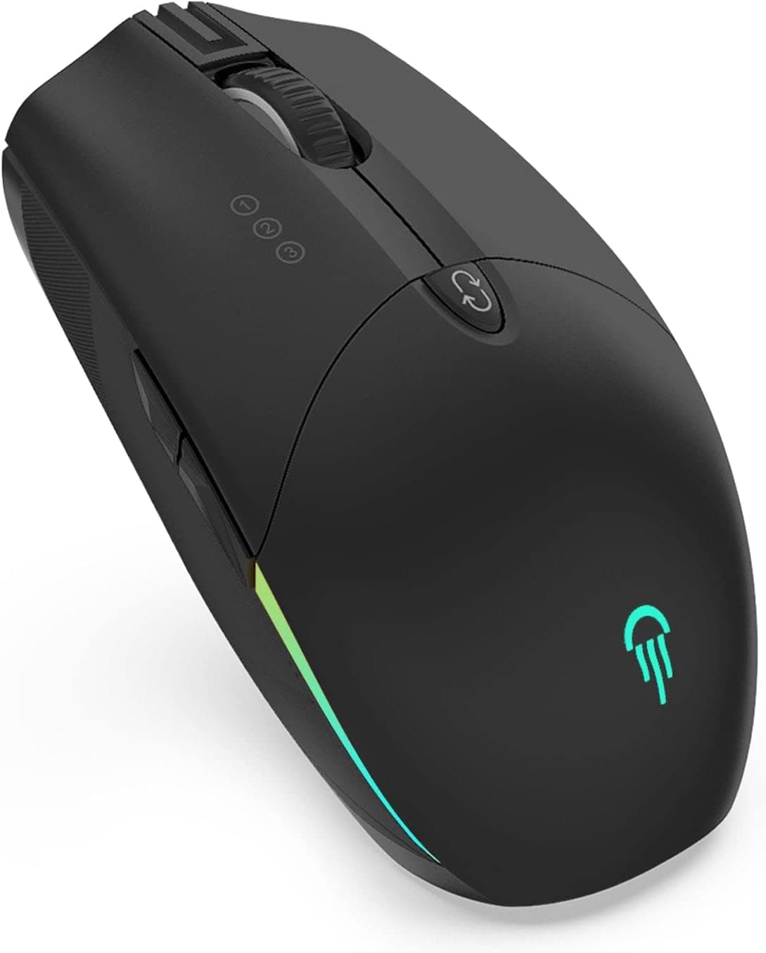 Doukible waherfo RGB Bluetooth Wireless Mouse, Quiet Ergonomic Mouse with 6 Buttons, Adjustable DPI Cordless Mice Switch to 3 Device for Computer Laptop Windows Mac Android iOS - Black