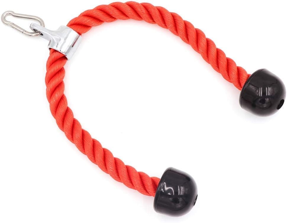 Strainho 27 inches Tricep Rope Heavy Duty Fitness Cable Attachment Pulldown Rope, Nylon Braided Rope with Solid Anti-Slip Rubber Ends and Stainless Stell Snap Hook