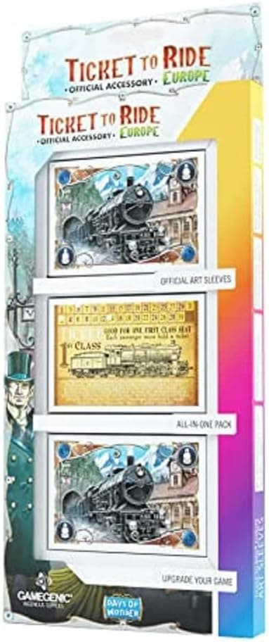 Ticket to Ride Europe Official Art Sleeves | All-in-One Pack of 168 Card Sleeves | Card Game Holder | Designed for Use with The Ticket to Ride Europe Board Game | Made by Gamegenic