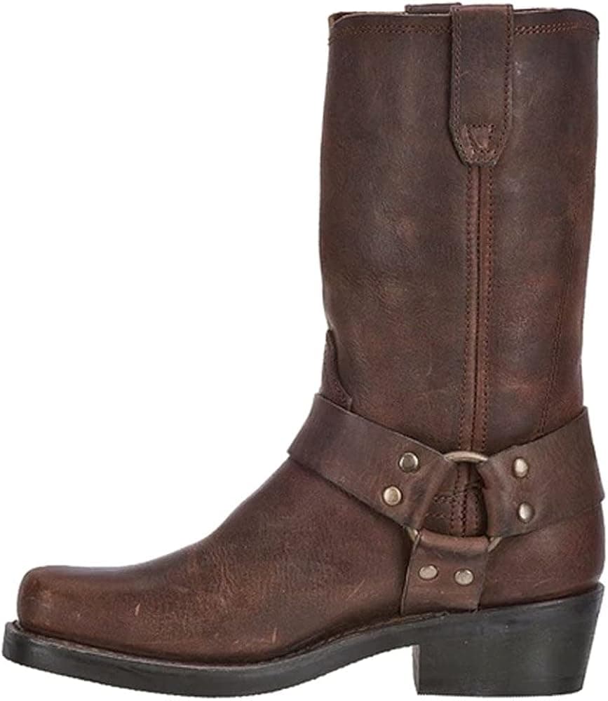 Dingo Womens Molly Square Toe Motorcycle Casual Boots Mid Calf Low Heel 1-2" - Brown