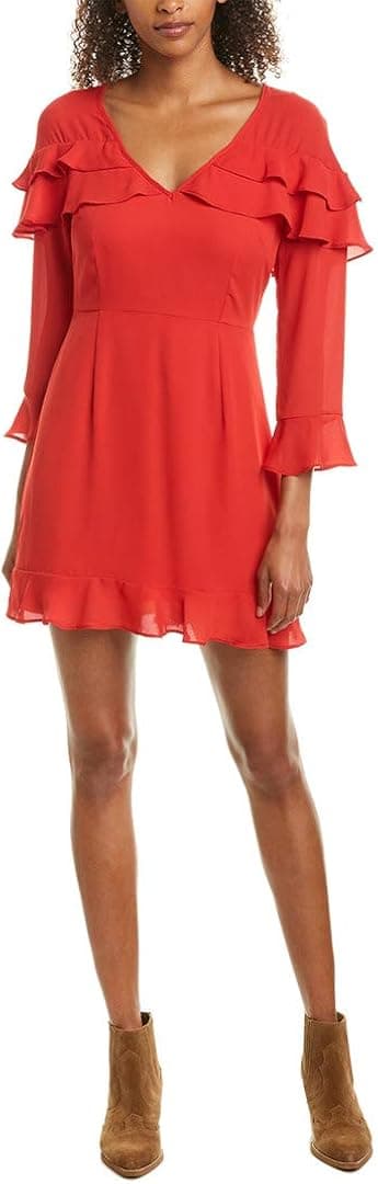 Jack by BB Dakota Junior's Love The Nightlife CDC Ruffle Dress, Cherry red, 6