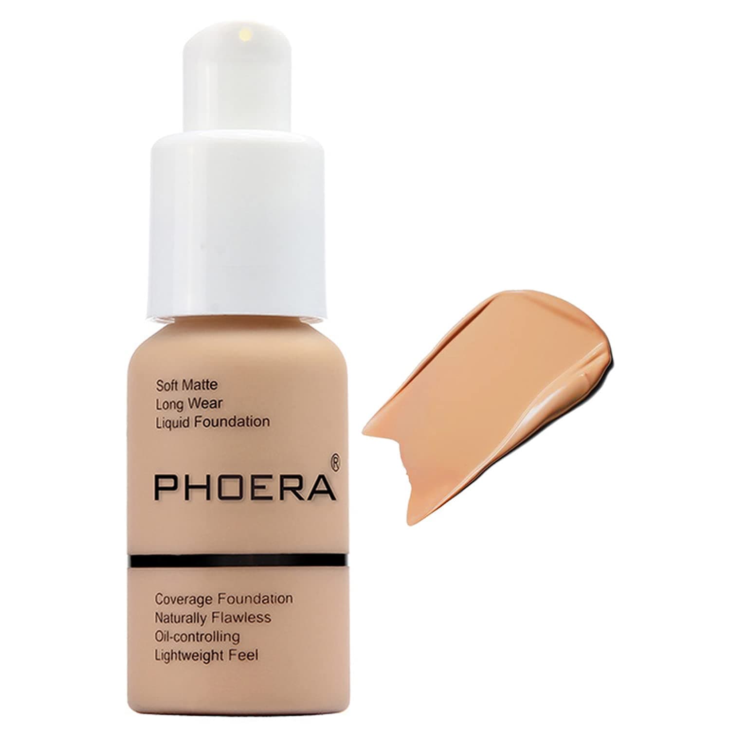 PHOERA Foundation, PHOERA Matte Liquid Foundation,PHOERA Makeup for Women, Foundation Full Coverage Concealer, 30ml 24HR Matte Oil Control Concealer (1 pcs-104- Buff Beige)