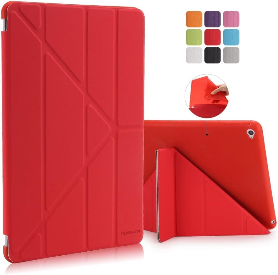iPad Air Case, Dowswin Multi-fold Stand Smart Case Cover with Soft TPU Back [Auto Sleep/Wake ] for Apple iPad Air 1nd Gen (Red)