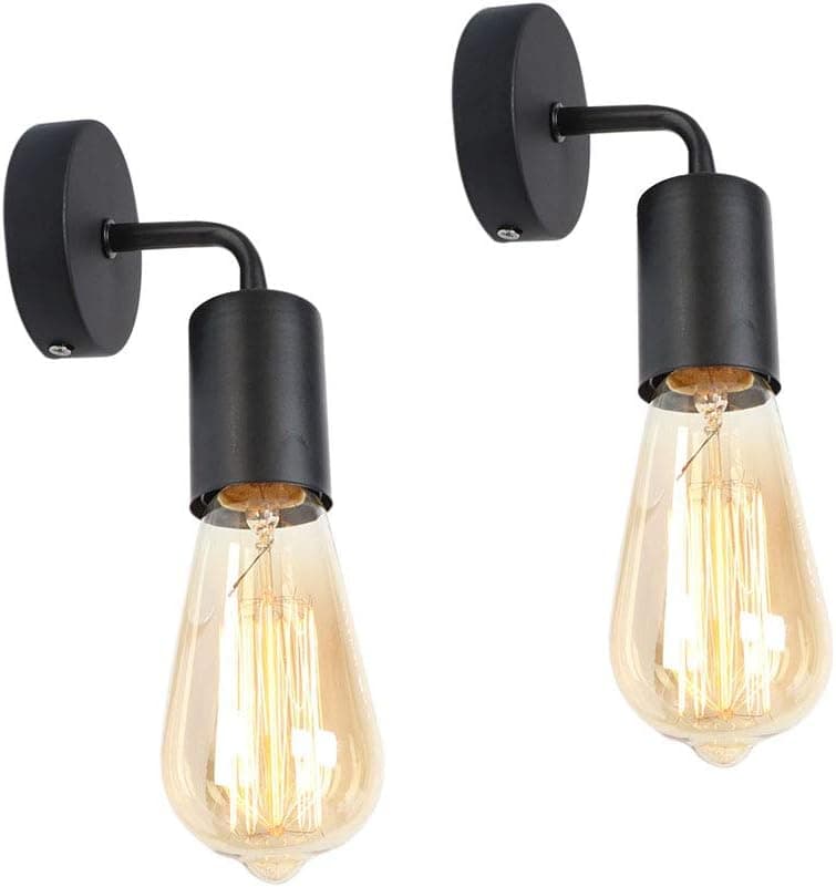 Apaix Vintage Sconces Black for Wall Lamps, E26 Base Retro Wall Mount Light Fixture Indoor for Bedroom, Corridor, Living Room 2Pack (Style 1)