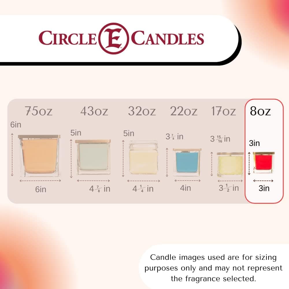 Circle E Candles, Orange Patchouli Scent, Small Size Jar Candle, 8oz, 1 Wick