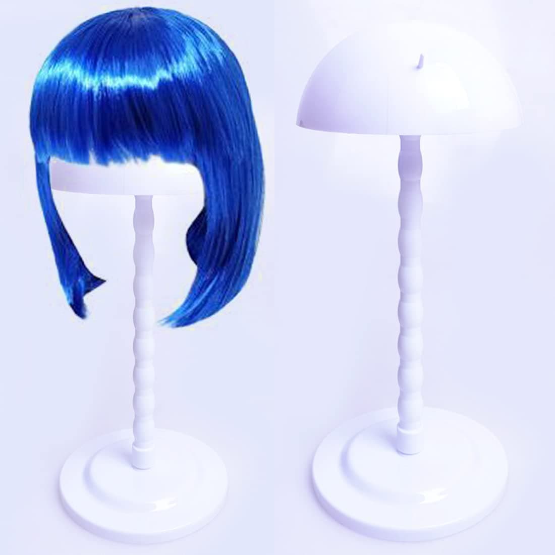 2PCS Wig Stand, Portable Wig Holder, Collapsible Wig Stand for Styling, 14 Inches Wig Stand Travel, Wig Stands for Multiple Wigs