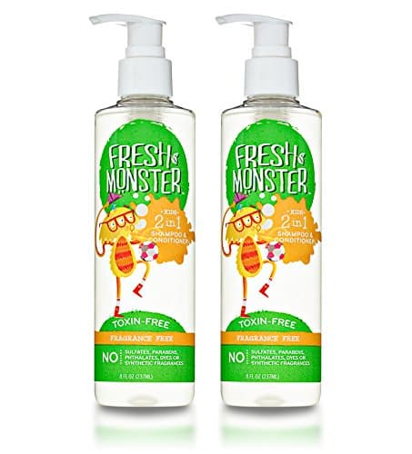 Fresh Monster 2-in-1 Kids Shampoo & Conditioner, Toxin-Free, Hypoallergenic, Tear-free Shampoo & Conditioner for Kids, Unscented (2 Pack, 8.5oz/each)