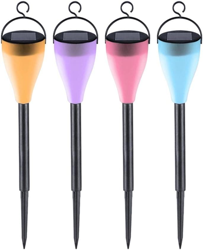 Vaste Solar Path Light 7 Color Changing Waterproof Solar Lights for Garden Patio Yard Walkway Landscape Lawn Courtyard Tree Home Holiday Christmas Party Wedding Outdoor, 4 Pack (Black)