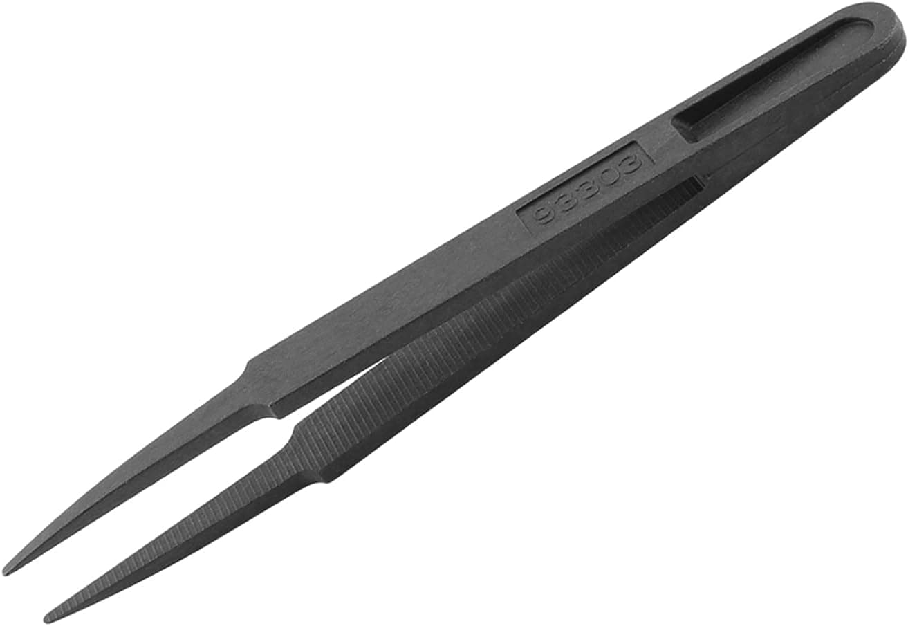 Utoolmart 4.7-Inches Plastic Anti-static Tweezers, Precision Point Tip for Jewelry Craft DIY Beauty Electronics Repair Tool Black