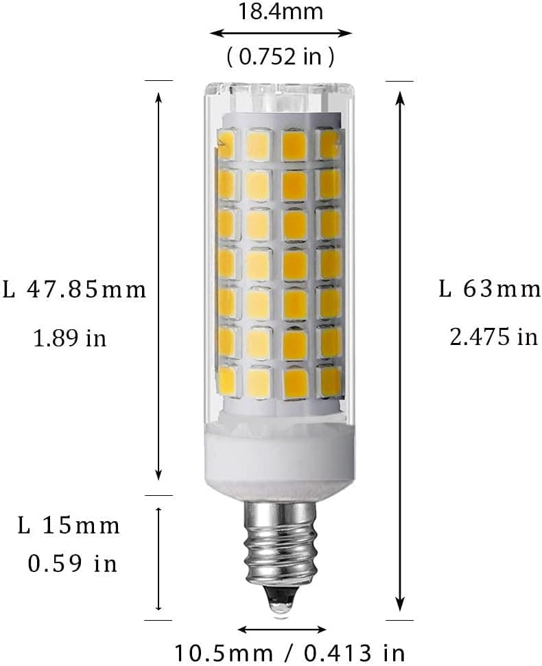 E11 Led Bulb 100w Equivalent Dimmable,6W Mini Candelabra Base for Ceiling Fan, Chandelier, Indoor Decorative Lighting Warm White Pack of 2