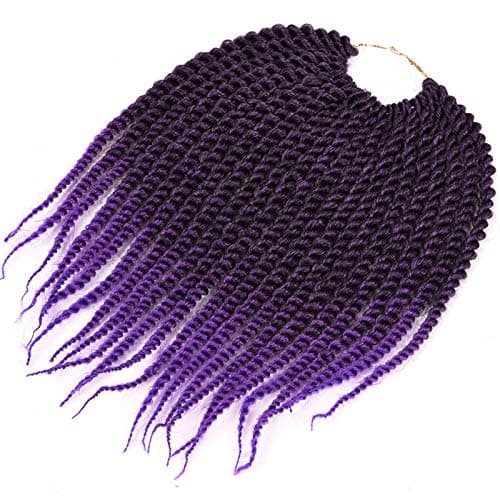 Micro Crochet Braids Kids Crochet Twist Synthetic Hair Extension 10 inch Senegalese Mambo Twist (1 Pack) (purple)