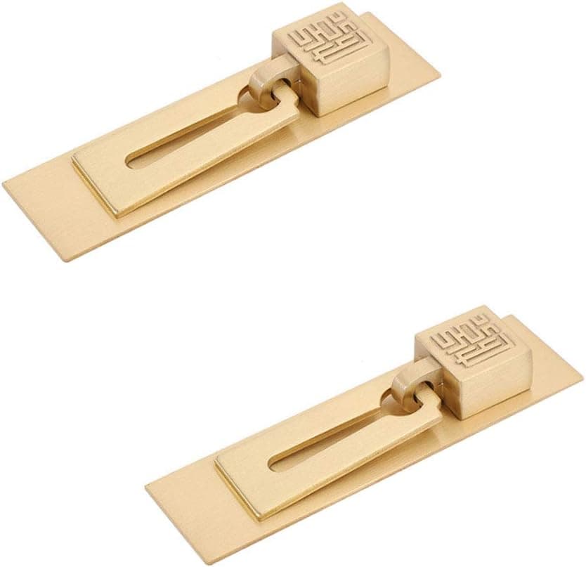 brandname Feijinmao 2 pcs New Chinese Style Modern Minimalist Brass Golden Handle Brass Dresser Pulls Cabinet Drawer Ring Pull Handle (Large)