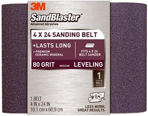 3M SandBlaster 9611 4-Inch by 24-Inch 80-Grit Bare Surfaces Power Sanding Belt