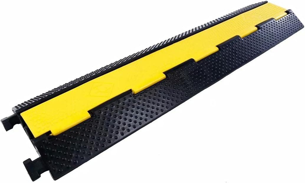 YONSHENG Rubber Cable Ramp Cord Cover Cable Protector Ramps Wire Hose Protective 2 Channel 22000Lbs Load Capacity Traffic Speed Bump for Asphalt Concrete Gravel Driveway Indoor Outdoor, 1 Pack