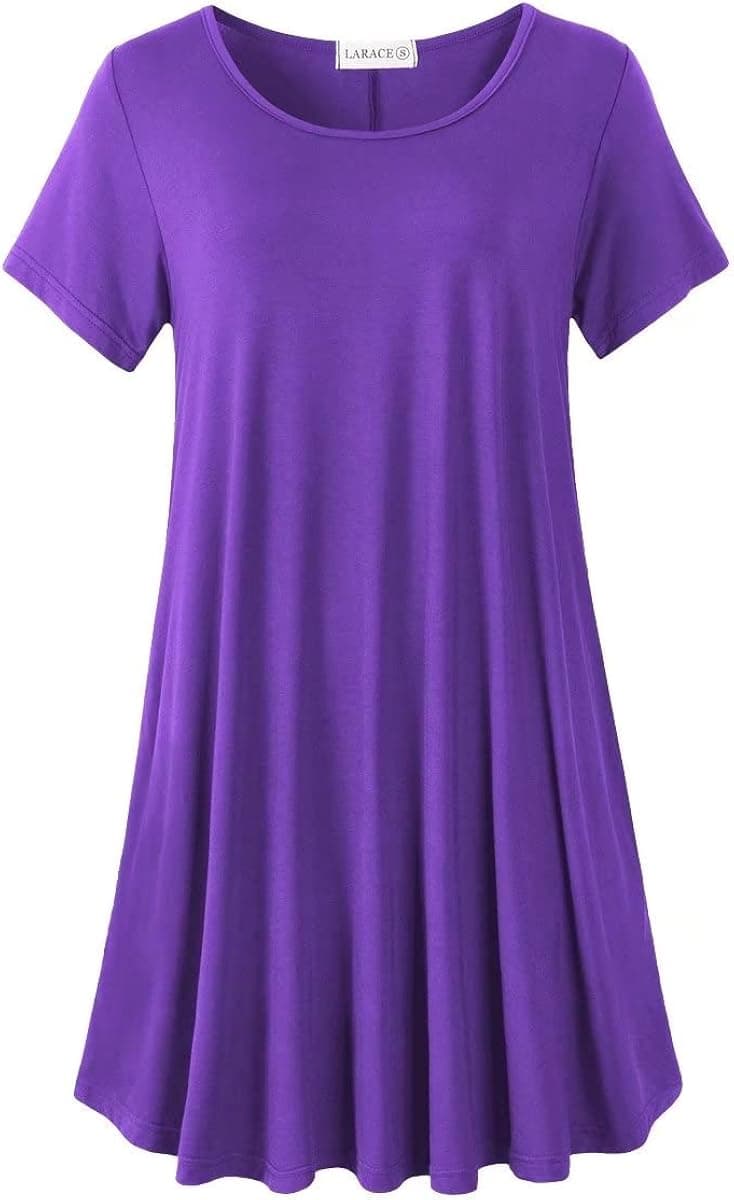 LARACE Plus Size Dresses for Women Casual T Shirt Dress with Pockets Long Tunic Or Tops to Wear with Leggings