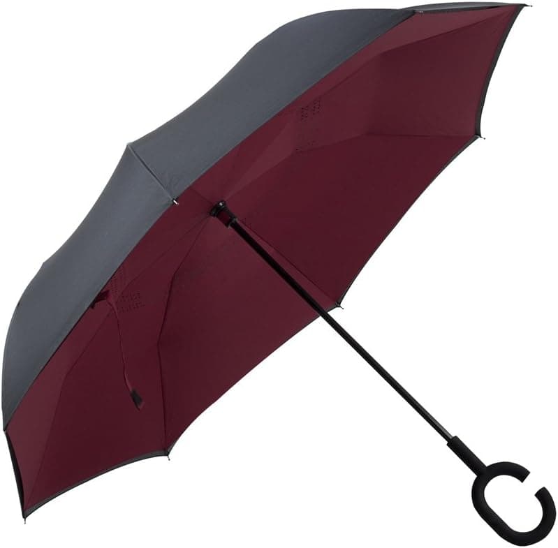Veni Inverted Self-Standing Double Layer Windproof UV Protection Reverse folding Umbrellas With C-Shaped Handle