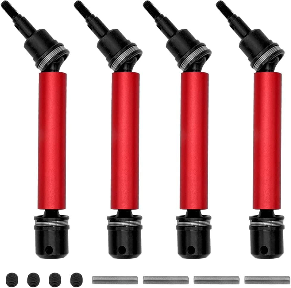 GLOBACT 4Pcs Front & Rear Drive Shaft Set CVD Upgrades Parts for 1/10 Arrma Senton 4X4 Typhon 4X4 Granite 4X4 Bigrock 4X4 Vorteks 4X4 Replace Model AR310864 AR310780 (Red)