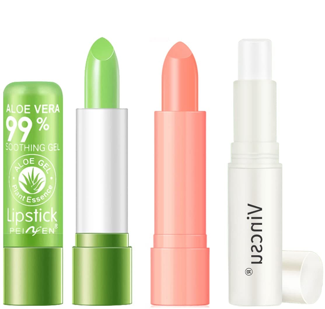 Dried Flowers Jelly Lipsticks, Lasting Nutritious Lip Balm Lips Natural Moisturizing gentle colorless Lipstick Lip Gloss 3pcs (Set #C)