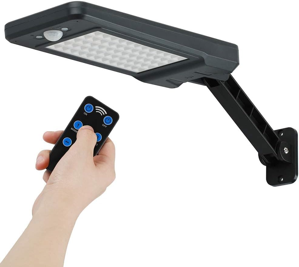 INDARUN Solar Motion Sensor Lights Outdoor, LED Security Flood Lighting, Waterproof 60LED 900LM Adjustable Bracket Wall Mount 3 Lighting Modes for Backyard Garden Patio