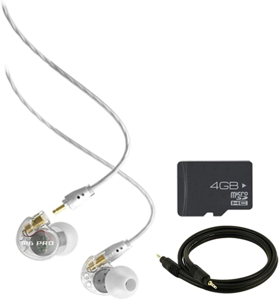 MEElectronics M6 Pro Universal-Fit Noise-Isolating Musician's in-Ear Monitors (Clear) Includes Bonus Extreme Speed 4GB MicroSD Memory Card and More