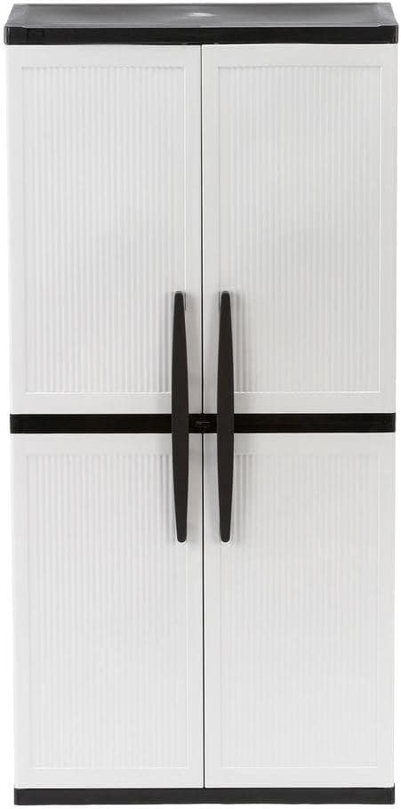 HDX 35 in. W 4-Shelf Plastic Multi-Purpose Tall Cabinet in Gray
