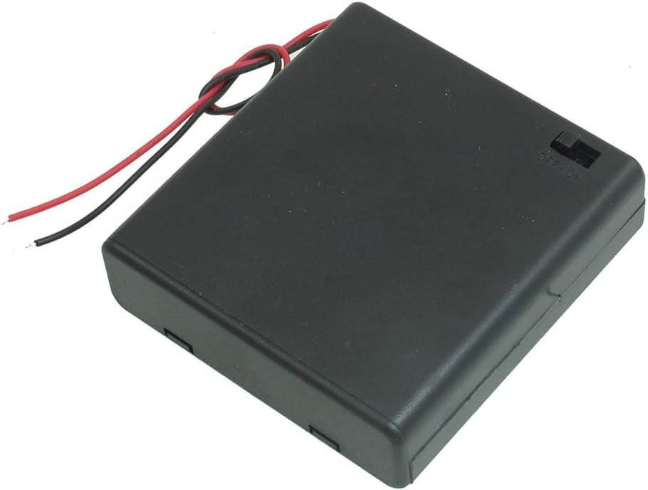 Plastic On/Off Switch 4 x 1.5V AA Battery Case Holder w Cap Black