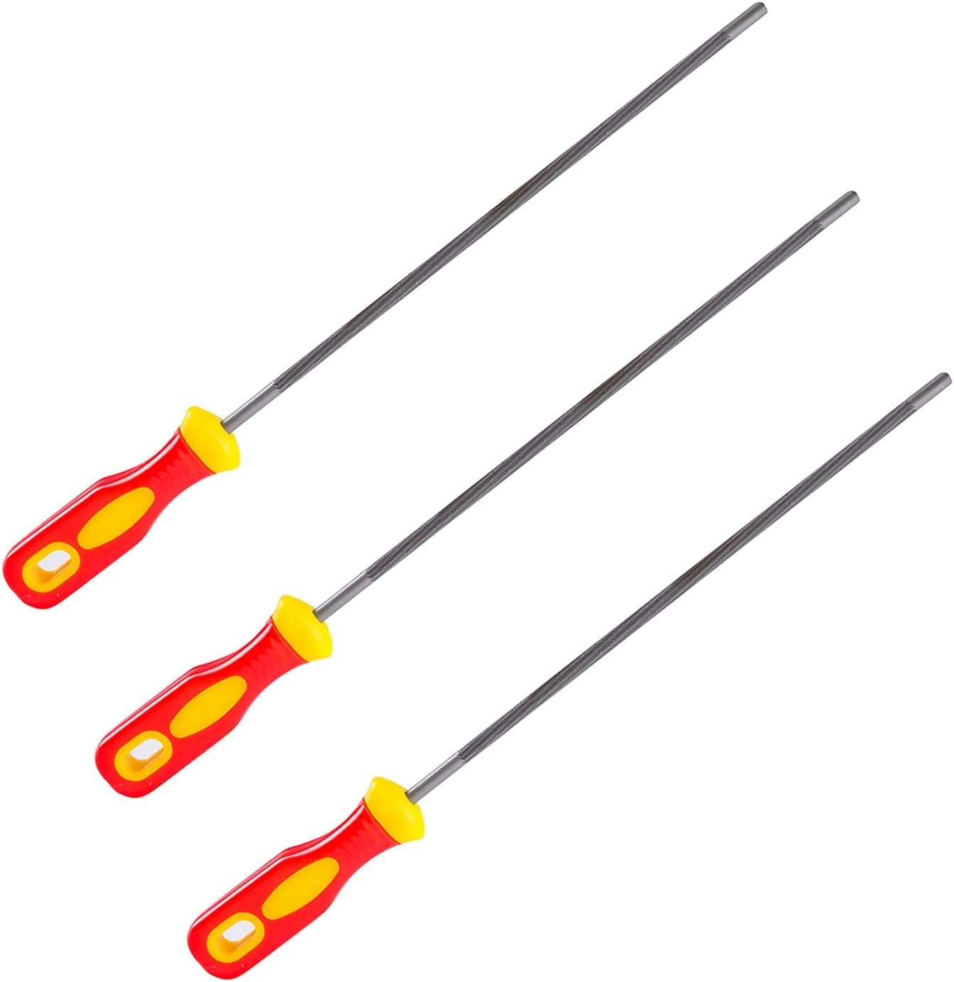 3 Pieces Chainsaw Chain Sharpening File Chainsaw Sharpener File Round Steel Sharpening Chainsaw File with Plastic Handle for Chainsaw