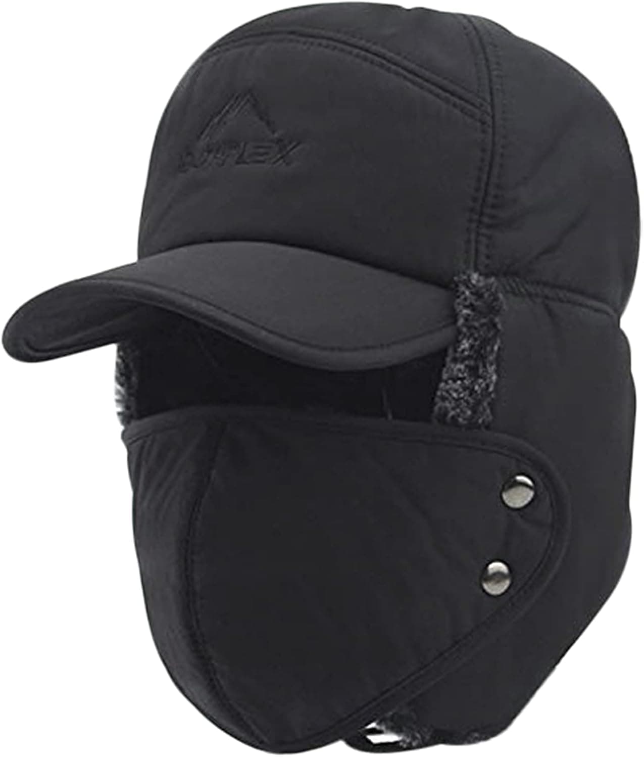 Mens Winter Trooper Hat Warm Windproof Bomber Hat Thermal Ski Hat with Earlflap Fleece Lined Ear Neck Cover Hat Baseball Cap