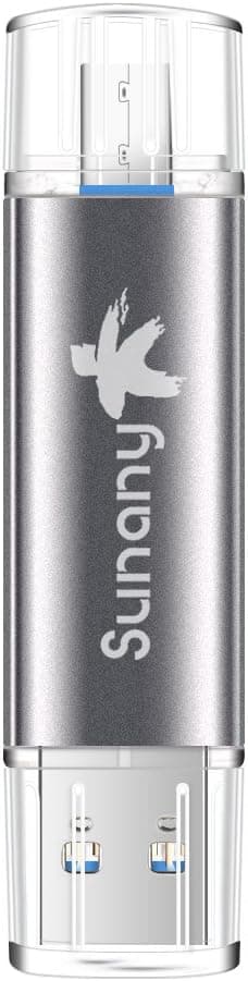 Sunany Metal USB Flash Drive USB 3.0 OTG Pen drive with Dual USB Connectors For Otg-functional Android Phone/PC (32GB Grey)