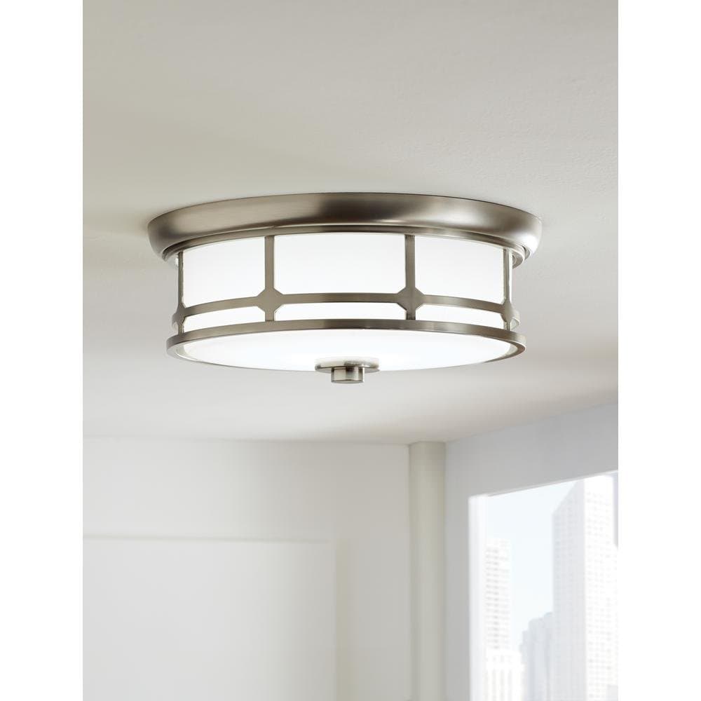 Home Decorators Collection 14 in. Brushed Nickel LED Flushmount