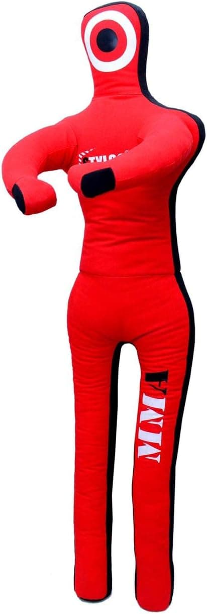 Grappling Dummies BJJ Wrestling Dummy - Brazilian Jiu Jitsu, Boxing, Wrestling, MMA, Martial Arts Training, Fighting, Judo Karate Throwing Punching Bag - Standing Position - Red (72" / 6ft)
