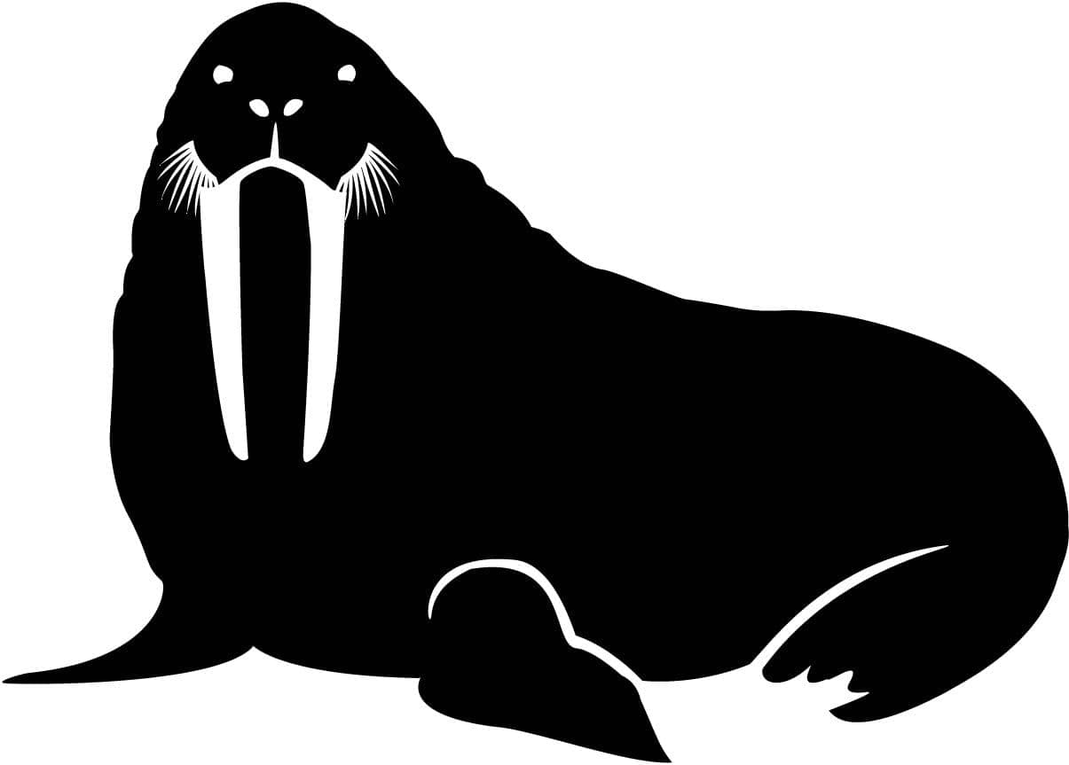 Nature Silhouette Wall Decals - Walrus Resting Water Animals Silhouette - 24 inch Removable Graphic