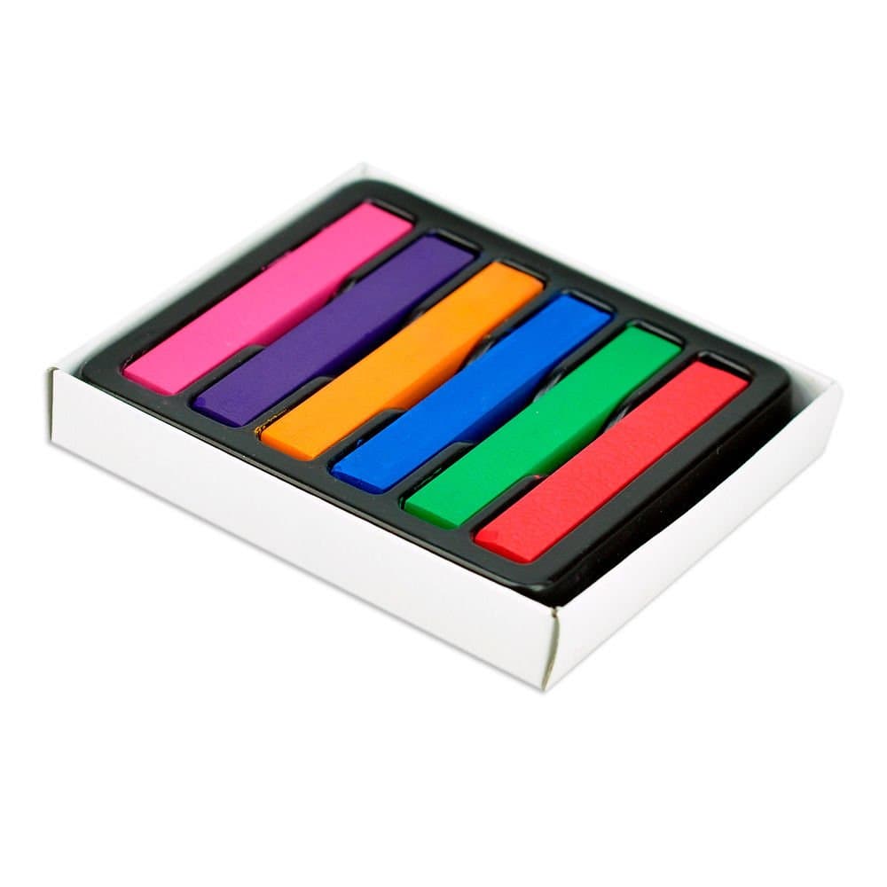 ImagineLife 6 Colors Hair Chalk Set Non-Toxic Rainbow Blendable Pastels Temporary Edge Chalkers - Lasts up to 3 Days, No Mess