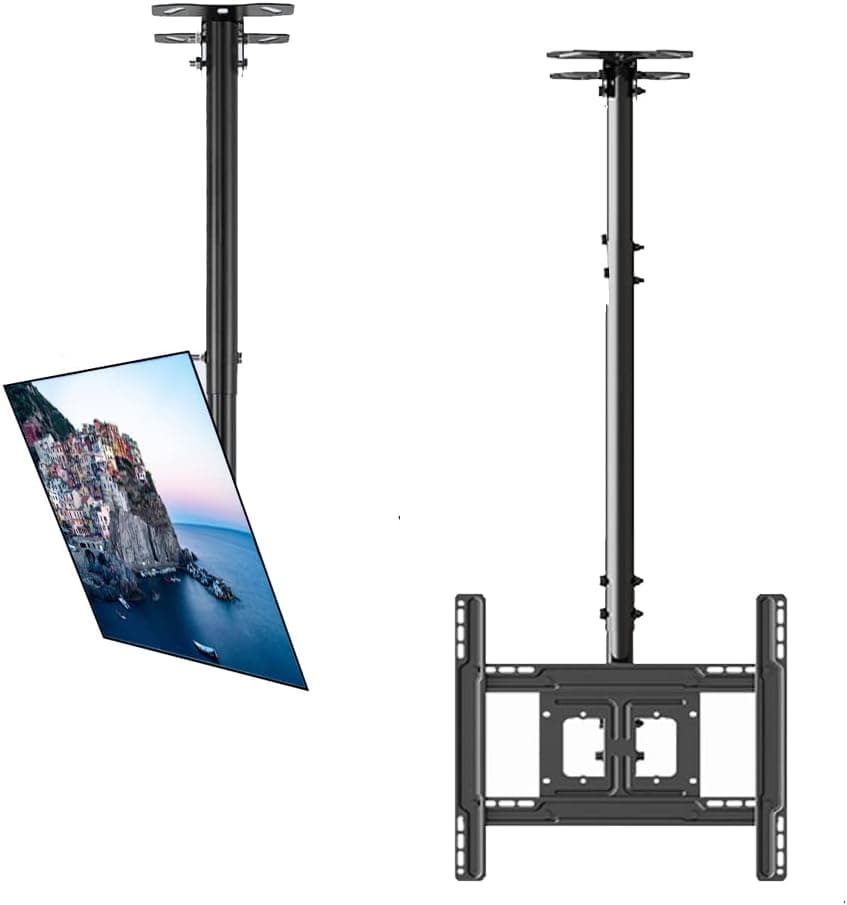TV Ceiling Mount Adjustable Bracket,TV Wall Mount Bracket Fits 32-70 Inch LCD LED 4K TVs, Flat Screen Display, Adjustable Height Telescoping Tilt and Swivel, up to 150Lbs, VESA 600x400mm, Black