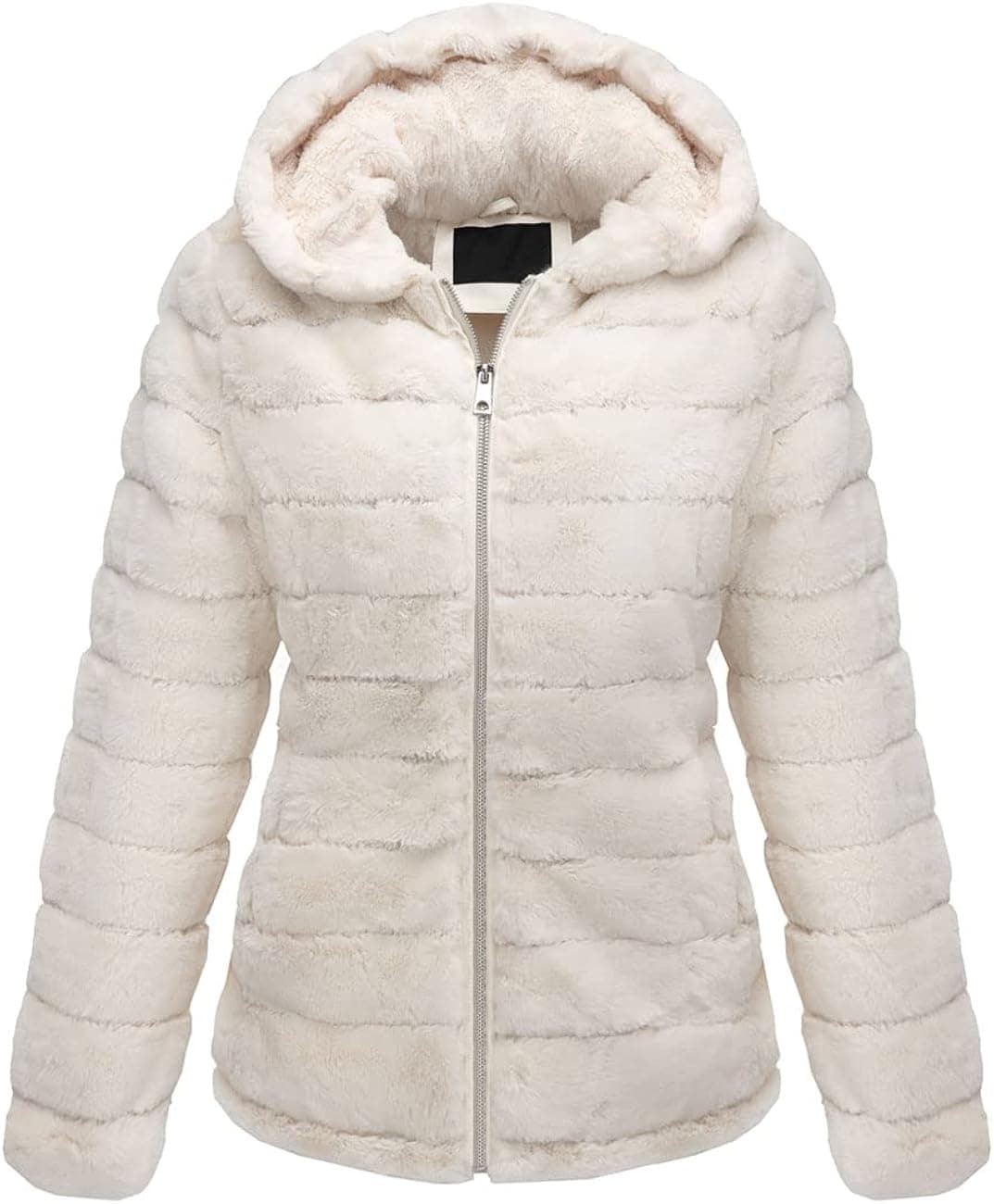 Bellivera Women's Faux Fur Coat Shearling Fluffy Fuzzy Shaggy Hood Sherpa-Lined Fleece Jacket