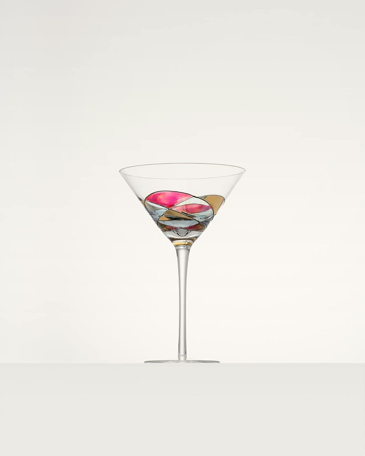 Antoni Barcelona Martini Glasses Cosmopolitan Crystal Dry Cocktail 12 oz Red Sagrada Hand Painted Mouth Blown Stunning Unique Gift Ideas Drinkware (Set 1)