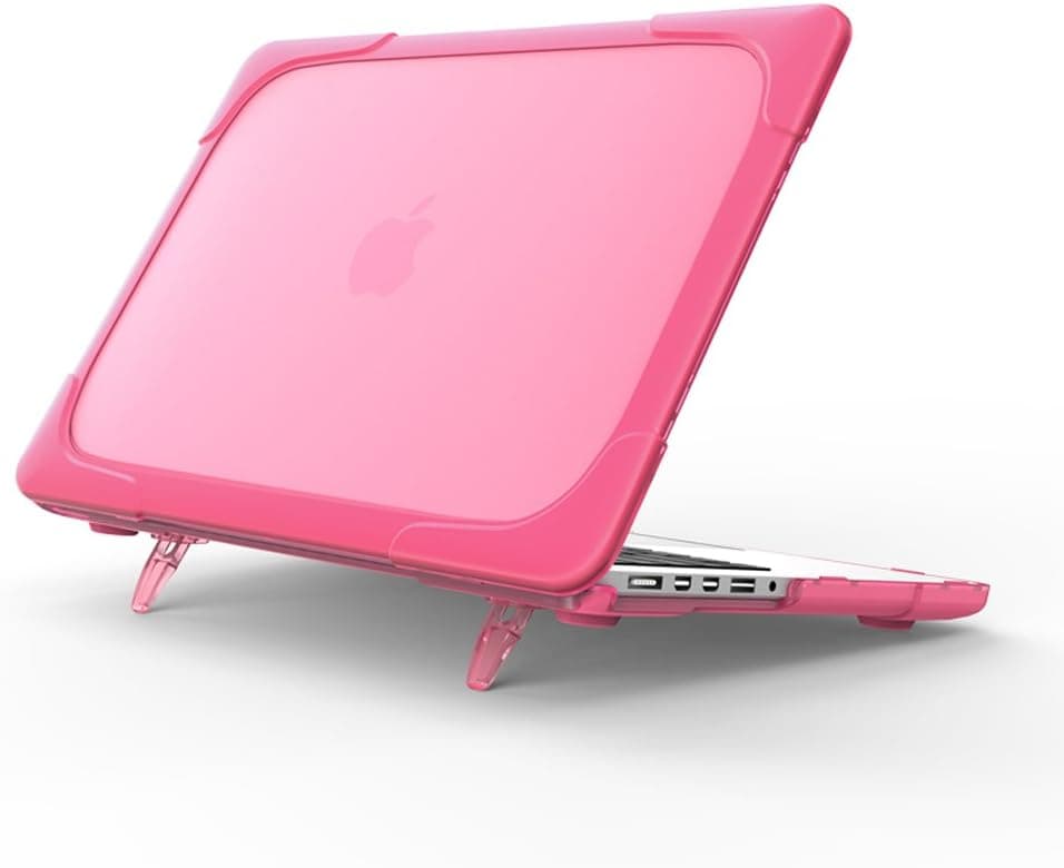 Funut for MacBook Pro 13 inch Case 2022 2021 2020 Release M1 M2 A2338 A2289 A2251, Heavy Duty Protective Plastic Hard Shell Case with Fold Kickstand for MacBook Pro 13" with Touch Bar, Rose