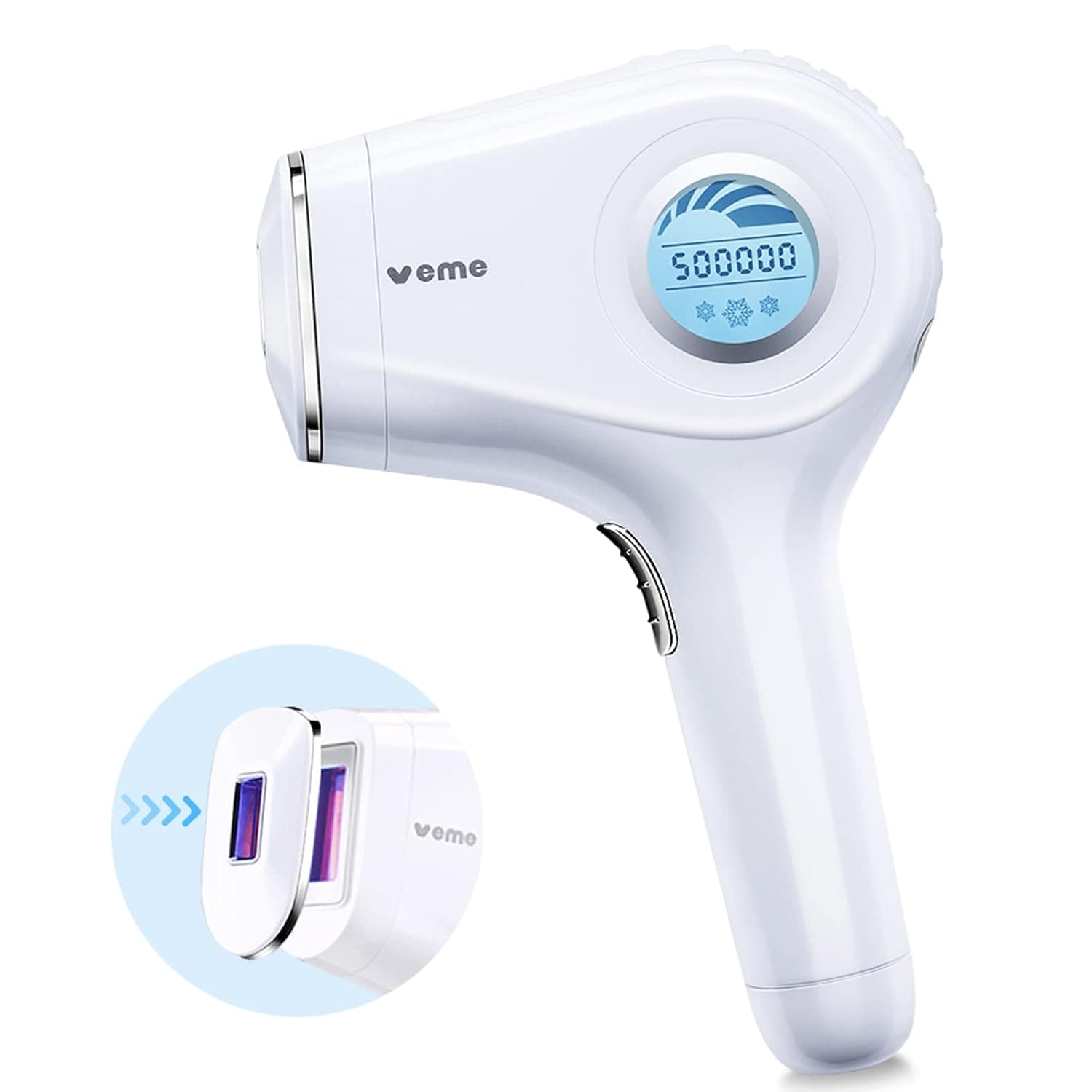 Laser Hair Removal for Women & Men VEME Permanent IPL Hair Remover with Ice Cooling & 2cm² Facial Attachment for Face Upper Lip Bikini Line Armpits Arms Legs, Corded