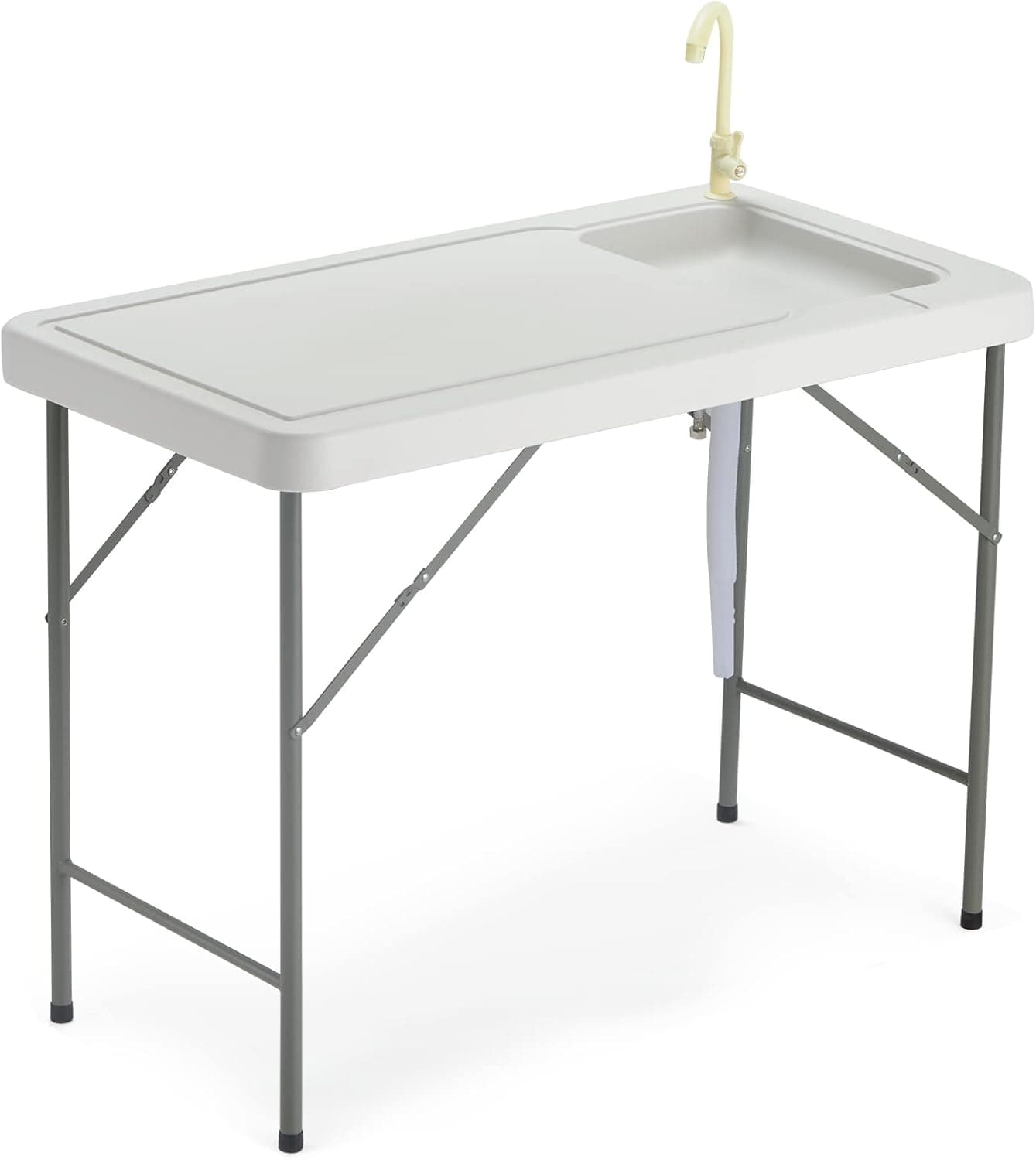 AVAWING Fish Cleaning Table with Sink, Outdoor Folding Camping Table w/Faucet and Hose Hook Up for Cutting