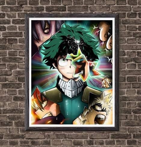 Hero One for All Izuku Manga Anime Fan Art Digital Poster for Bedroom Decoration 8 X 10 Inches,Not Included Frame